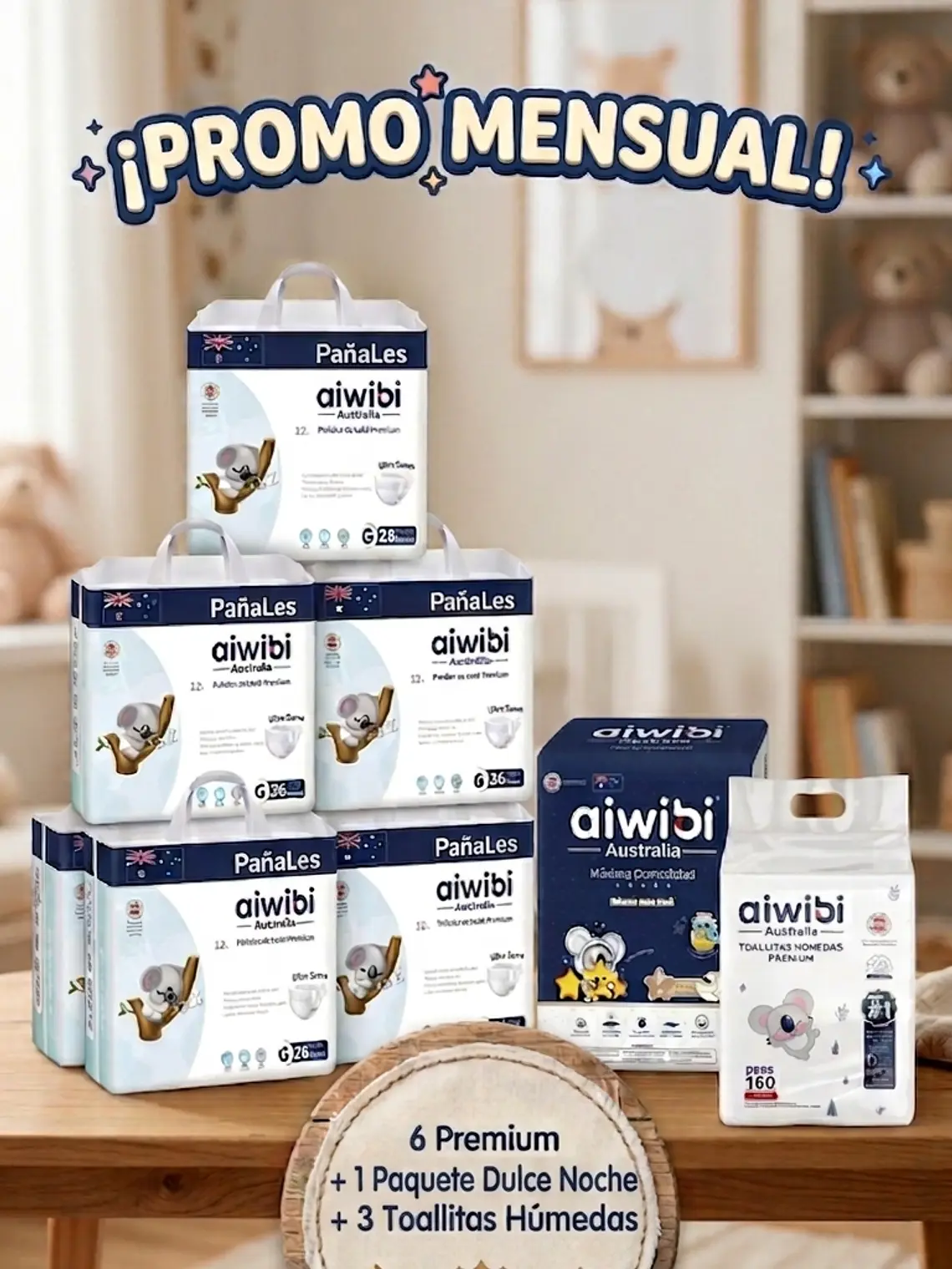 Promo Mensual 1 Manga Premium + 1 paquete Dulce Noche + 1 Pack Toallitas Húmedas  1