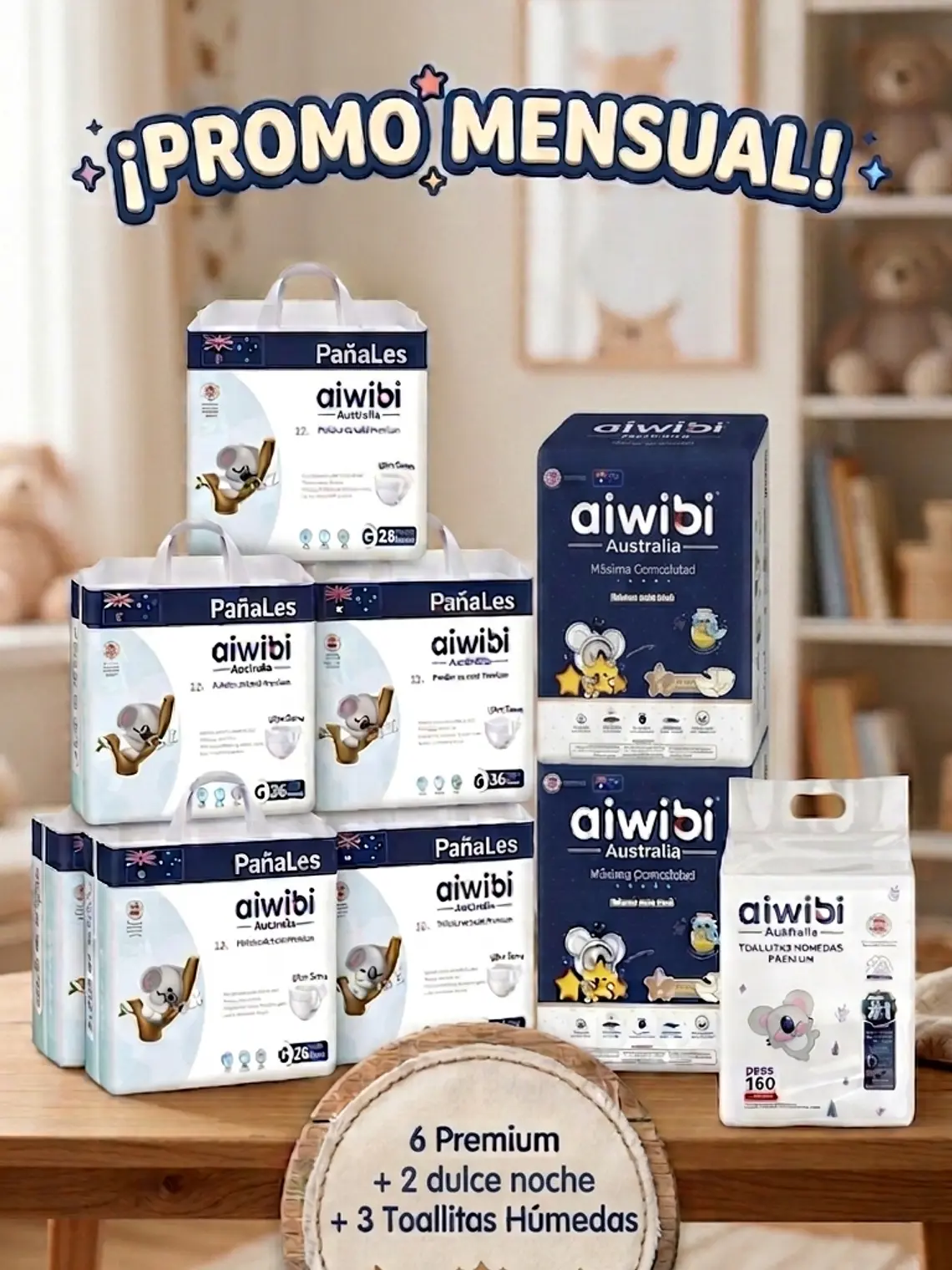 Promo Mensual 1 Manga Premium + 2 paquete Dulce Noche + 1 Pack Toallitas Húmedas  1