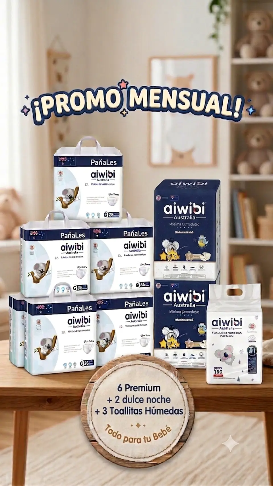 Promo Mensual 1 Manga Premium + 2 paquete Dulce Noche + 1 Pack Toallitas Húmedas  1