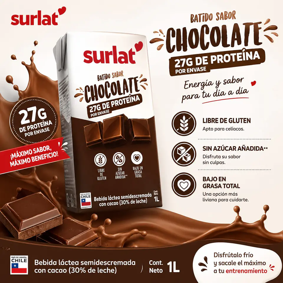 Bebida Láctea Sabor Chocolate Surlat 1 Litro 1