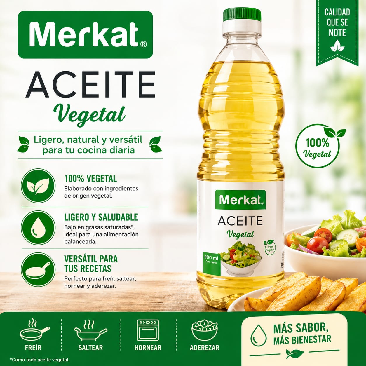 Aceite vegetal Merkat 900 ml