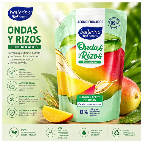 Acondicionador Ondas y Rizos Controlados Ballerina 750 ml