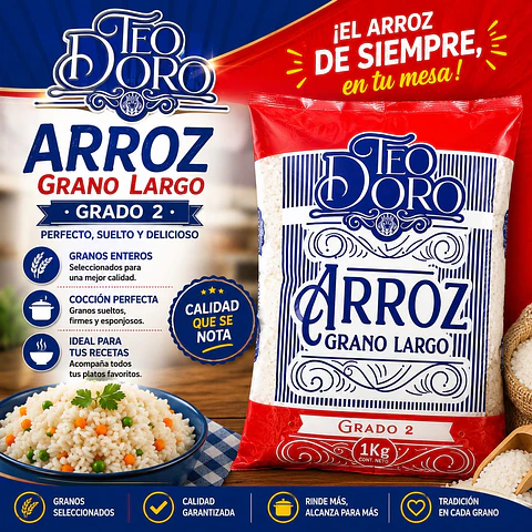 Arroz Grado 2 Grano Largo Teodoro 1 Kg