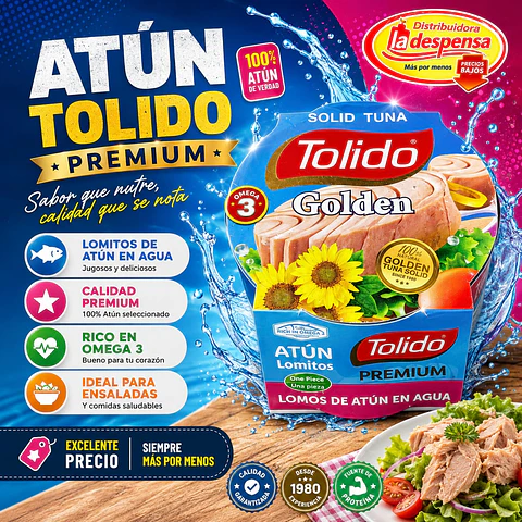 Atún Lomintos Agua Lata Tolido Drenado 130 g