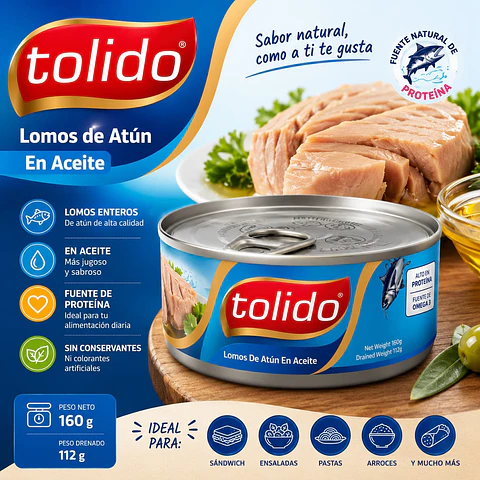 Atún Lomintos Aceite Lata Tolido Drenado 112 g