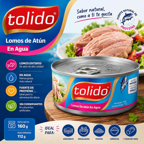 Atún Lomintos Agua Lata Tolido Drenado 112 g