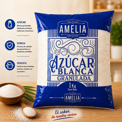 Azúcar Blanca Granulada Amelia 1 Kg