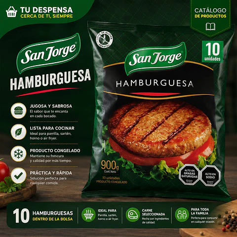 Hamburguesa de Vacuno Pack 10 Un San Jorge 900 g 