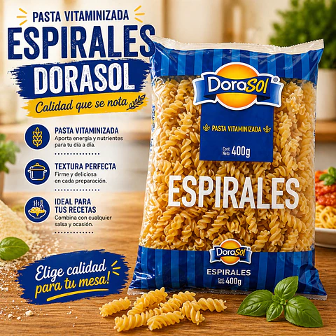 Pasta Fideos Espirales Bolsa Dorasol 400 g