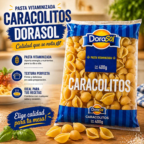 Pasta Fideos Caracolitos Bolsa Dorasol 400 g