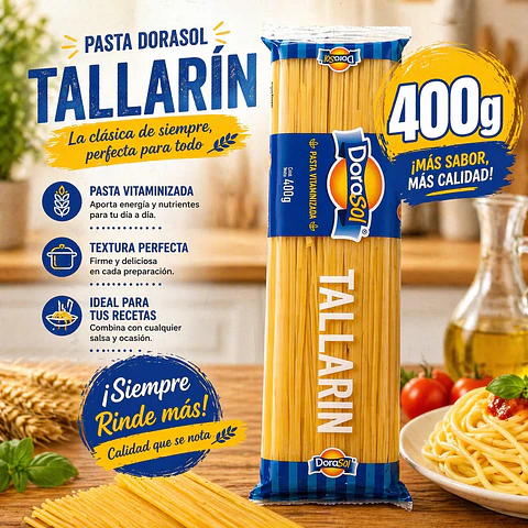 Pasta Fideos Tallarín Bolsa Dorasol 400 g