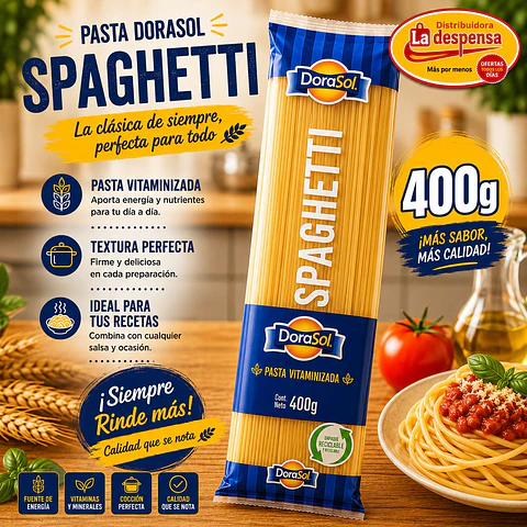 Pasta Fideos Spaghetti Bolsa Dorasol 400 g