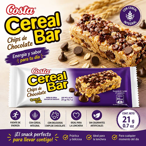 Barra de Cereal Chips de Chocolate Cerealbar  18 gr