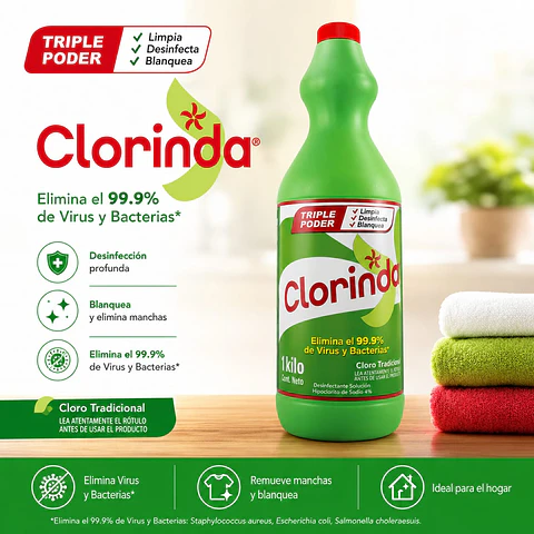 Cloro Líquido Tradicional Botella Clorinda 1 Kg