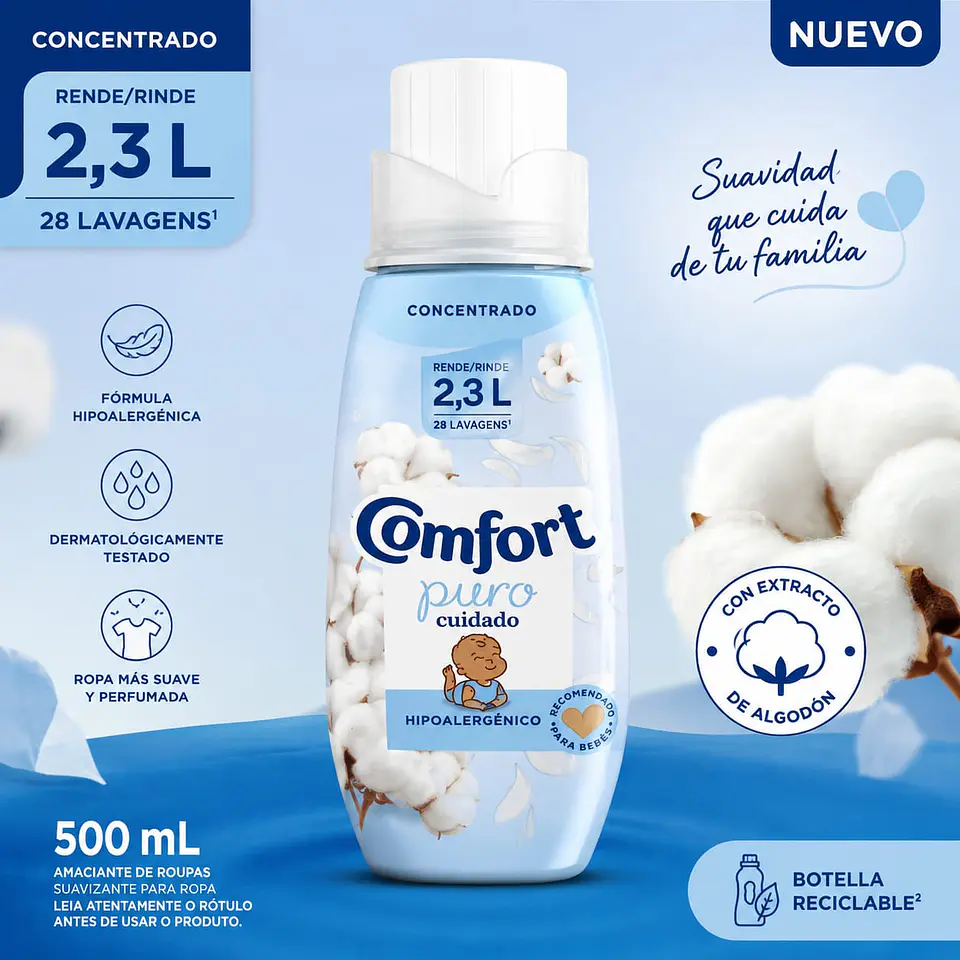 Suavizante Líquido Concentrado Puro Cuidado Comfort Botella 500 ml 1