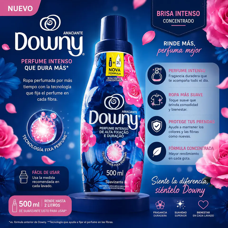 Suavizante Concentrado Líquido Brisa Intensa Downy Botella 500 ml  1