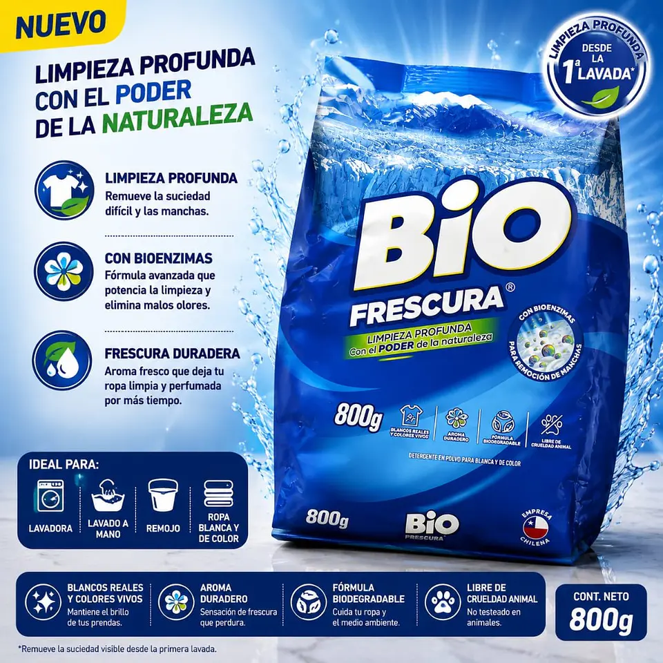 Detergente en Polvo Campos de Hielo Biofrescura Bolsa, 4,5 kg 1