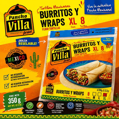 Tortilla XL Pancho Villa 8 Un
