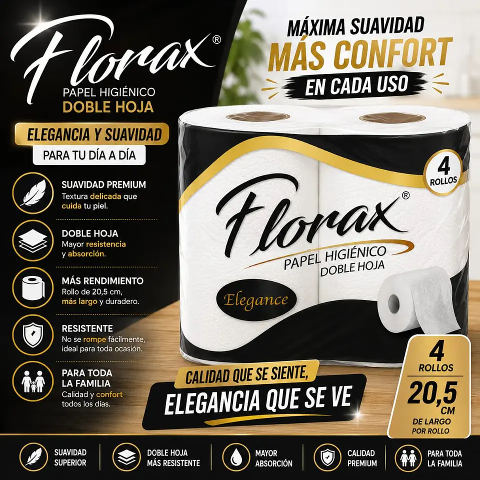 Papel Higiénico Doble Hoja Florax 4 rollos  1