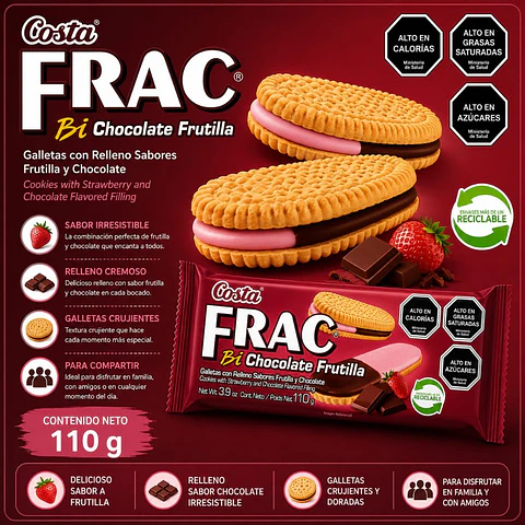 Galletas Frac Bi Chocolate y Frutilla 110 g