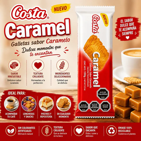 Galleta Sabor Caramelo Caramel Costa 150 g