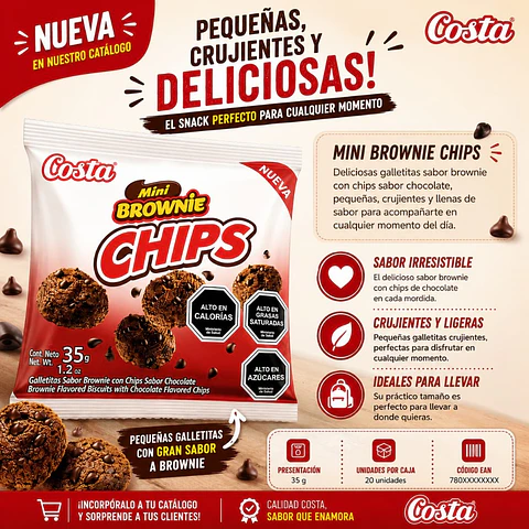 Galleta Mini Brownie Chips Costa 35 g