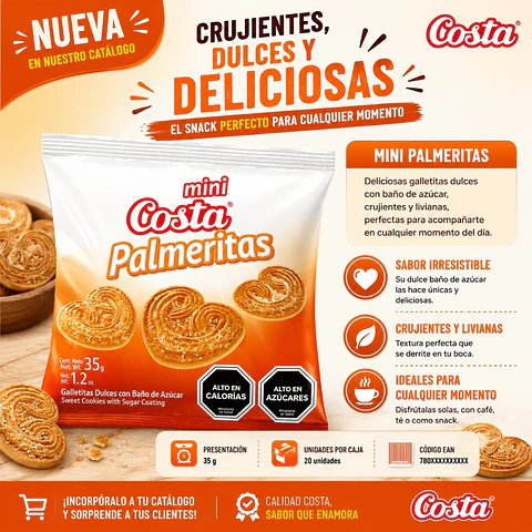 Galleta Mini Palmeritas Costa 35 g