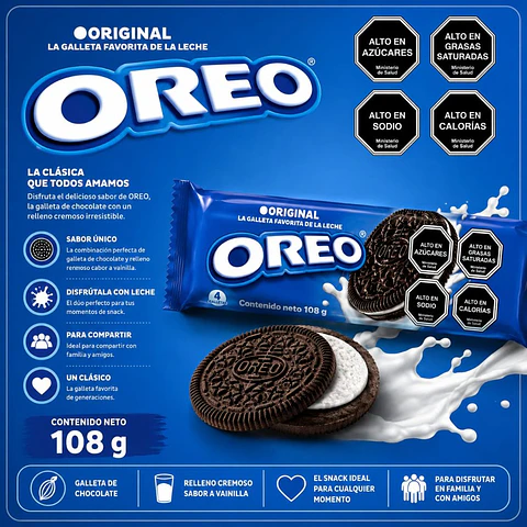 Galleta Oreo Chocolate Crema Vainilla 108 g