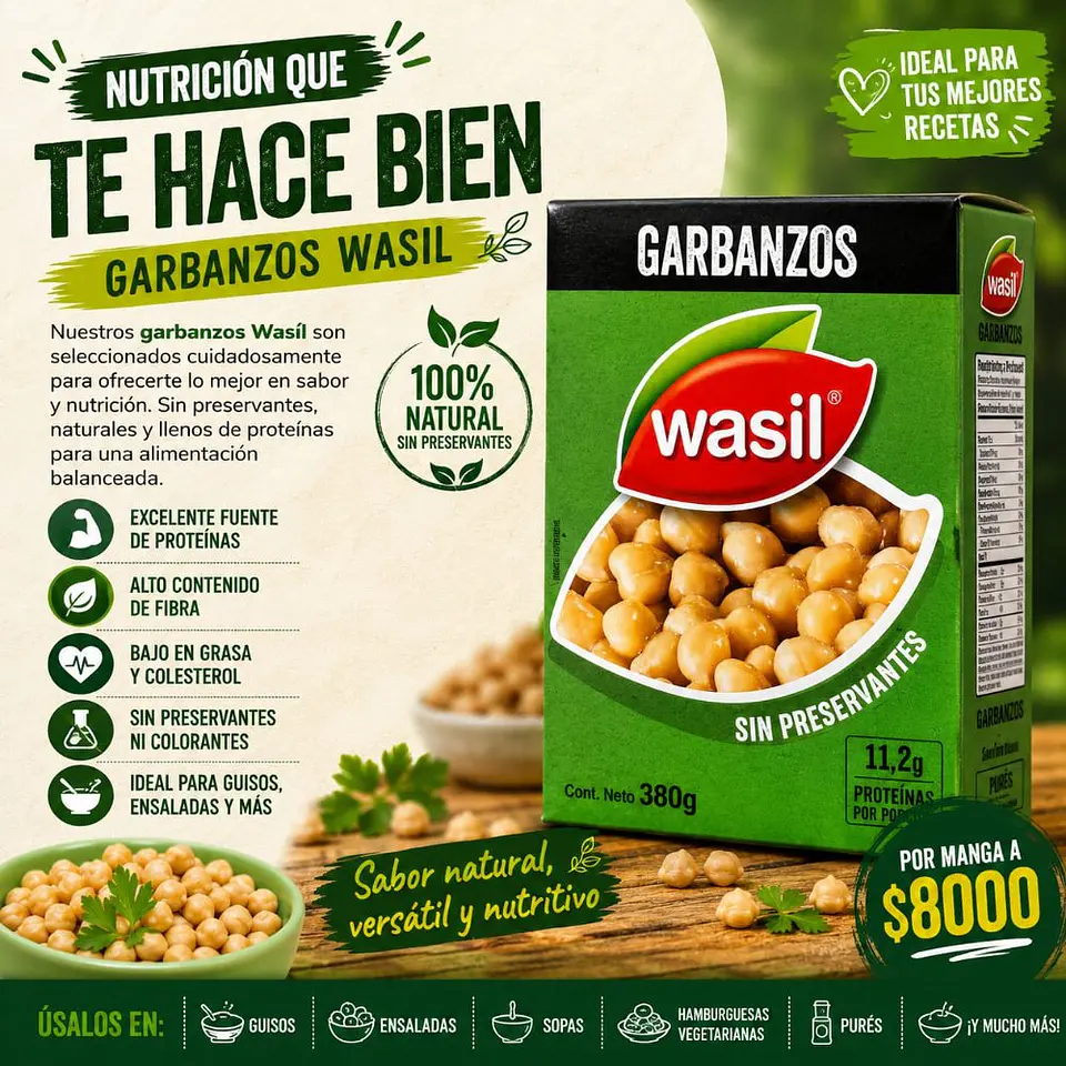 Garbanzos Listos Para Servir Wasil Drenado 230 g - Neto 380 g 1