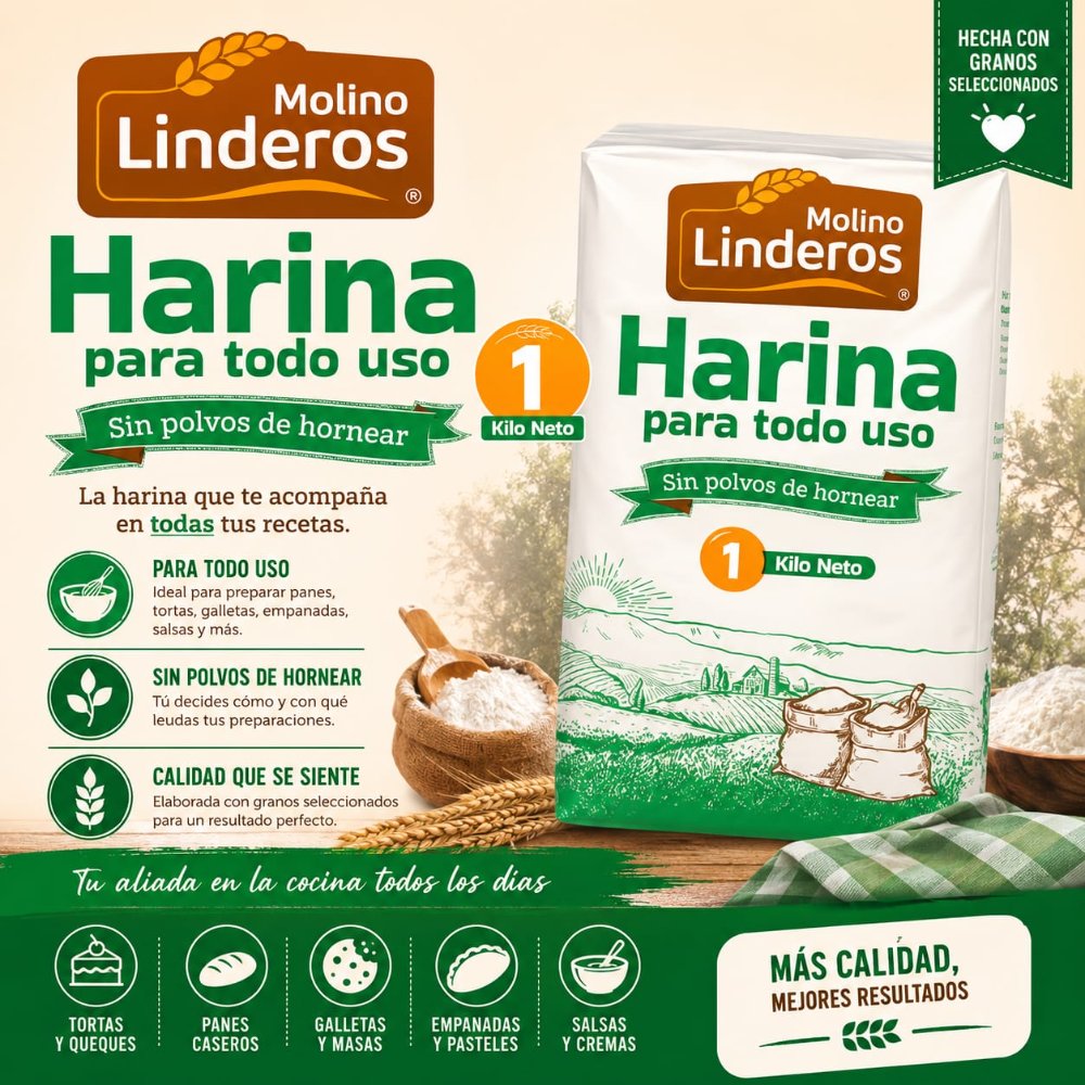 Harina de Trigo Cisne 000000 Sin Polvo De Hornear 1kg