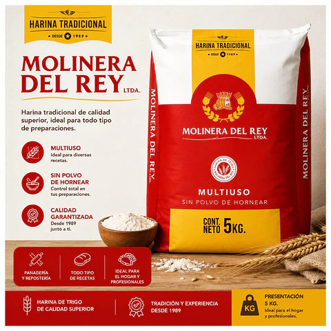 Harina sin polvo de hornear Molinera del Rey 5kg