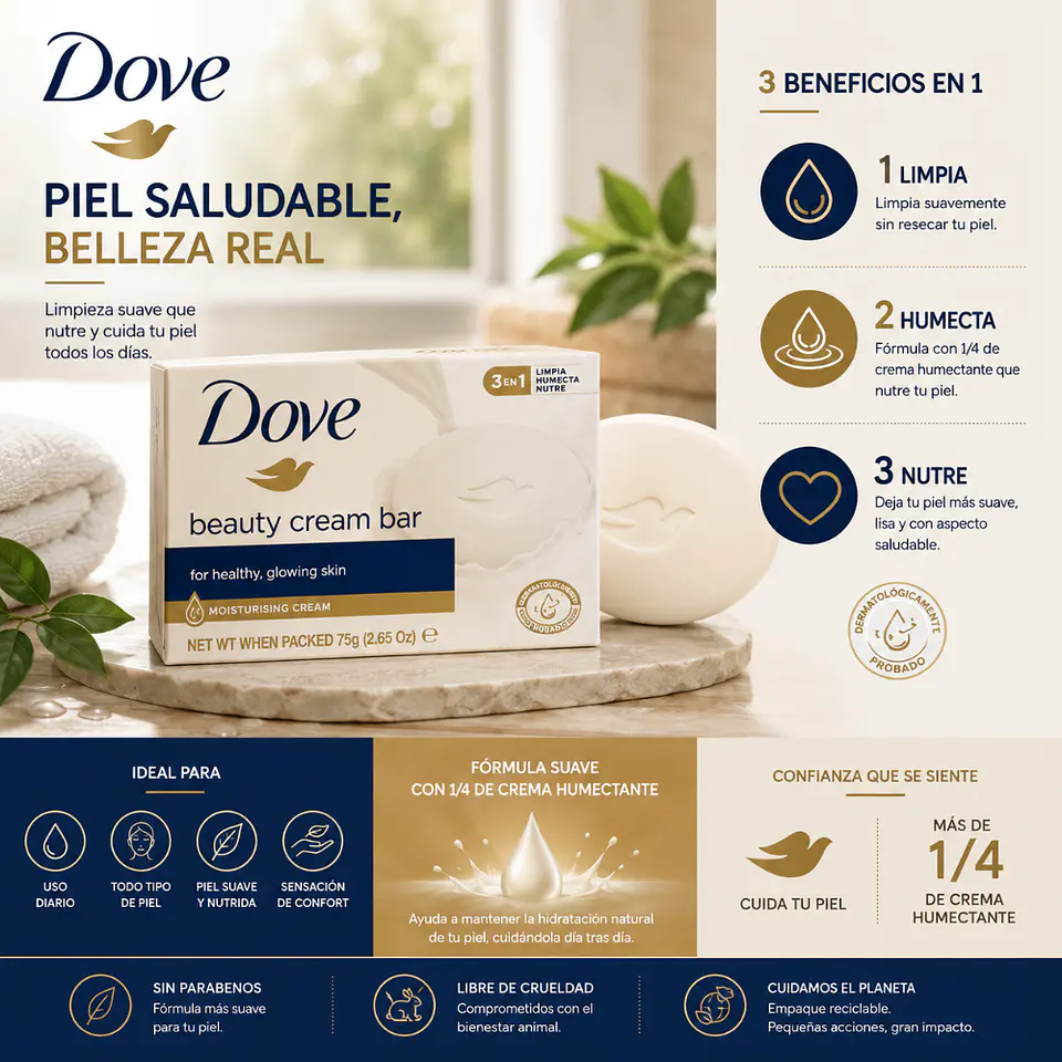 Jabón en barra Dove 75g 1