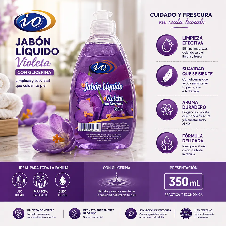 Jabon Liquido Violeta io 350ml 1