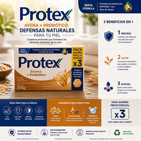 Jabón en barra Protex Pack 3un 255g