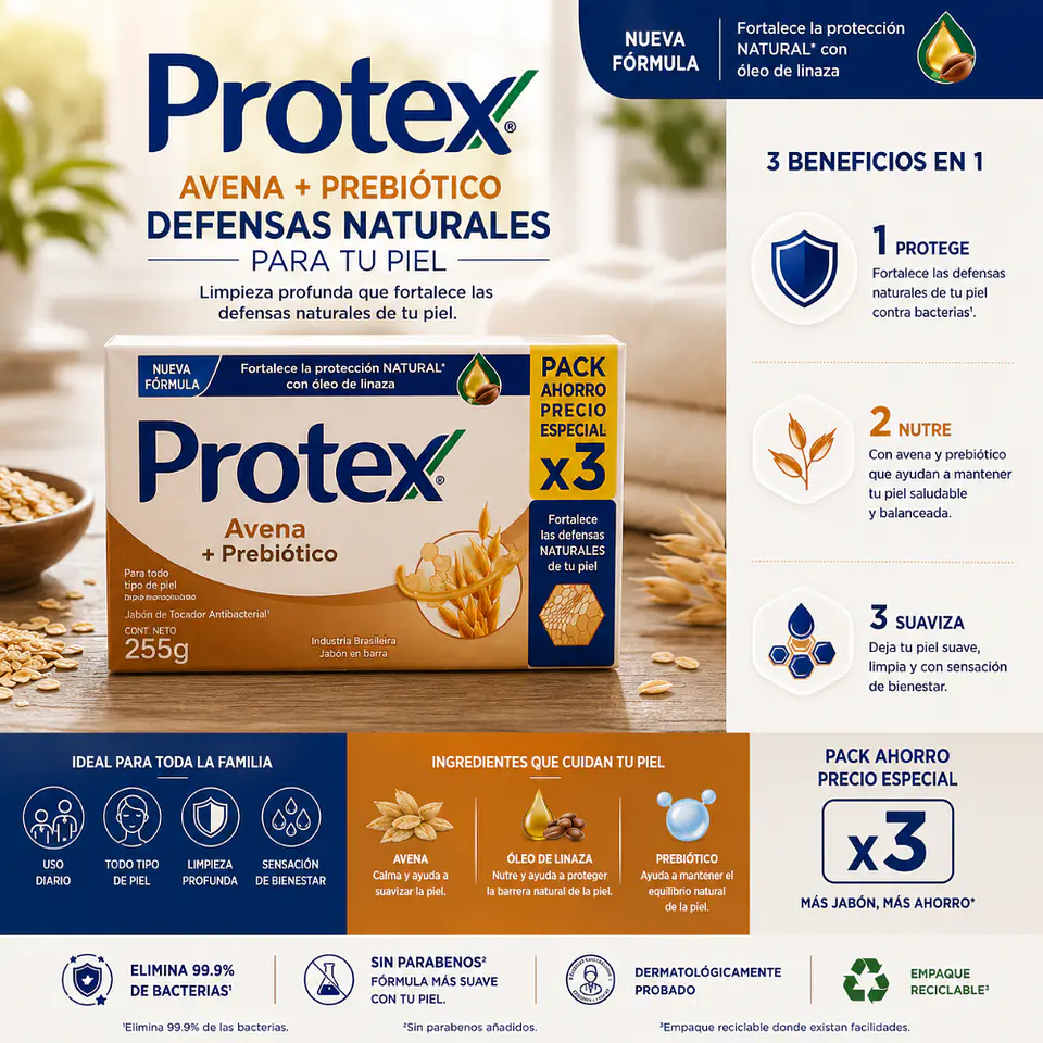Jabón en barra Protex Pack 3un 255g 1