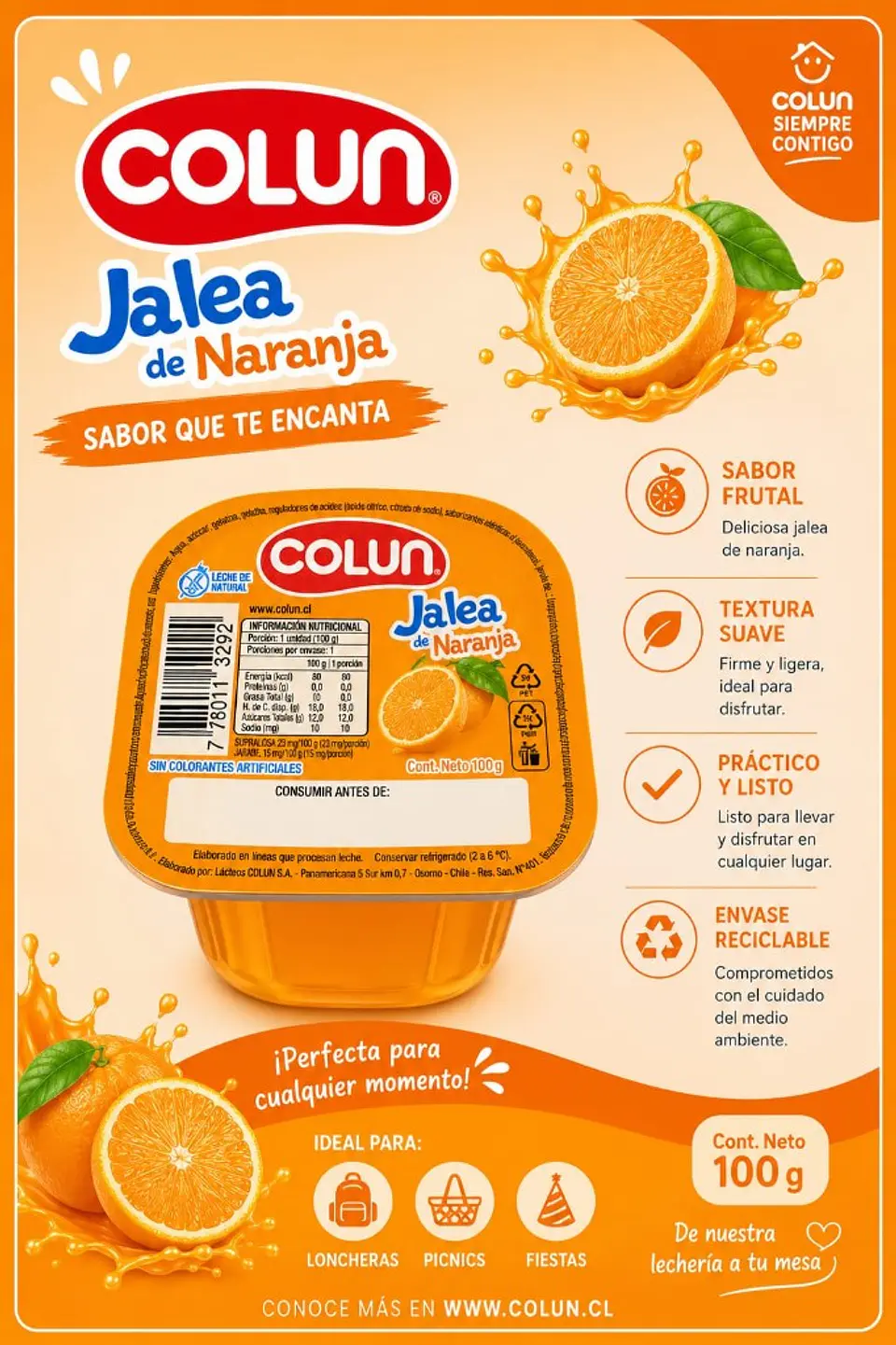 Jalea sabor Naranja Colun 100g  1