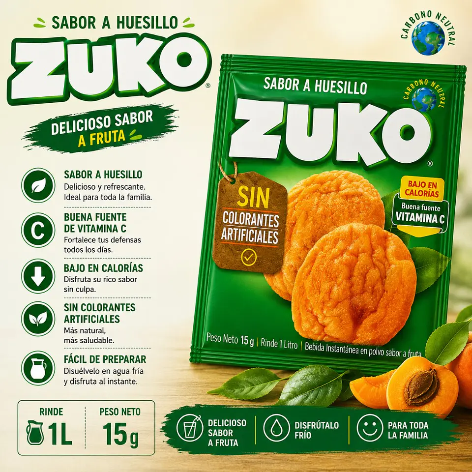 Jugo en Polvo Sabor Huesillo Zuko 15 g 1