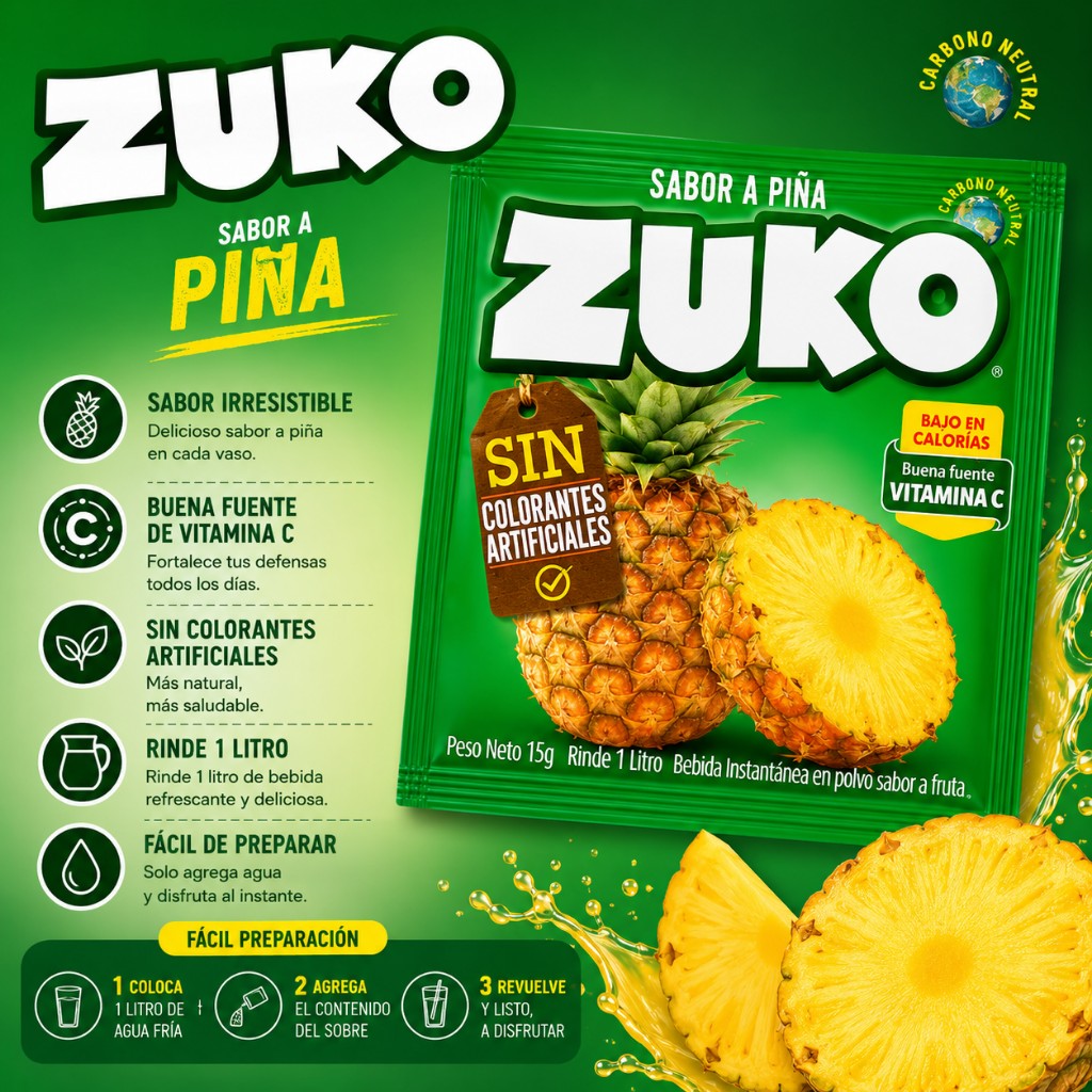 Jugo en Polvo Sabor Piña Zuko 15 g