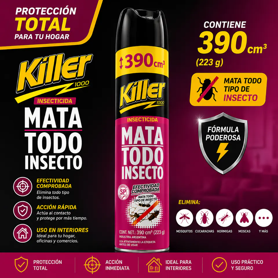 Insecticida Aerosol Mata Todo Insectos Killer 390 ml 1