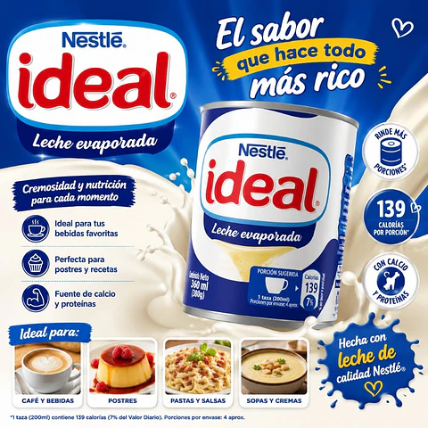 Leche Evaporada Ideal 390 g