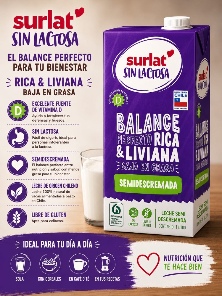 Leche Semidescremada Sin Lactosa Loncoleche 1L