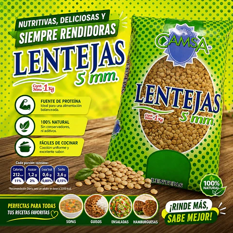 Lentejas 5 mm Camsa 1 K
