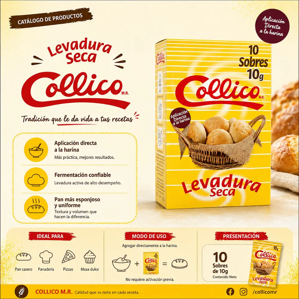 Levadura seca 10 sobres Collico 10g 1