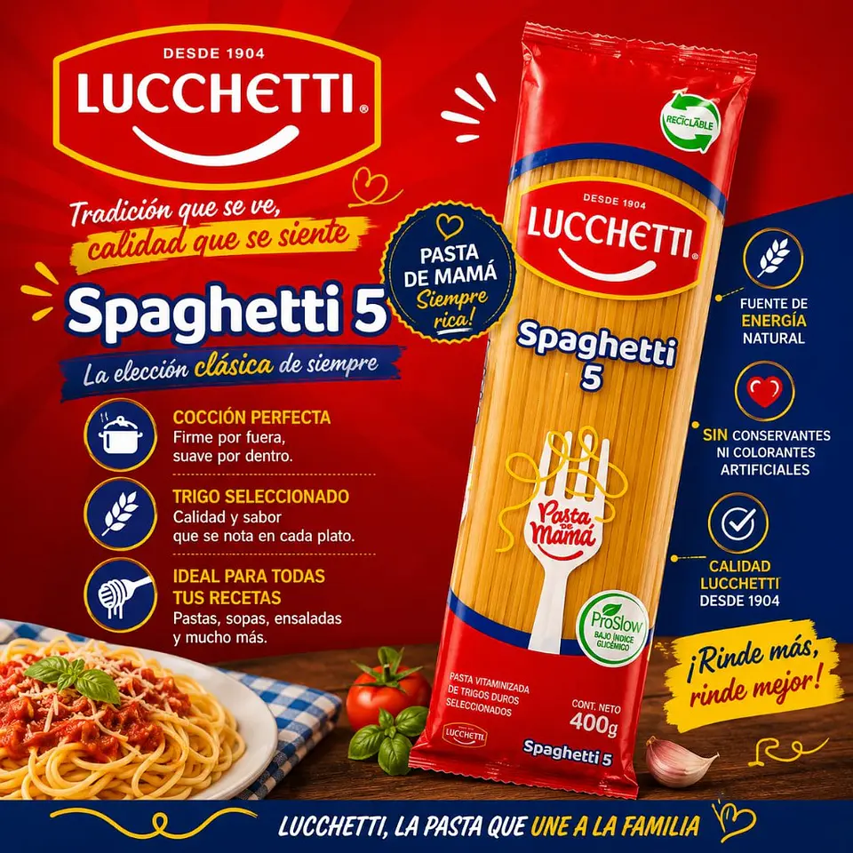 Fideo Pasta Spaghetti N°5 Lucchetti 400 g 1