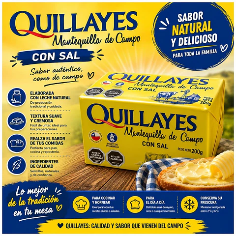 Mantequilla con sal Quillayes 200g