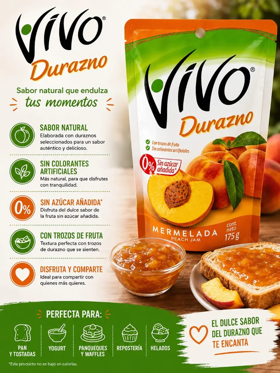 Mermelada Durazno Vivo 175 g 1