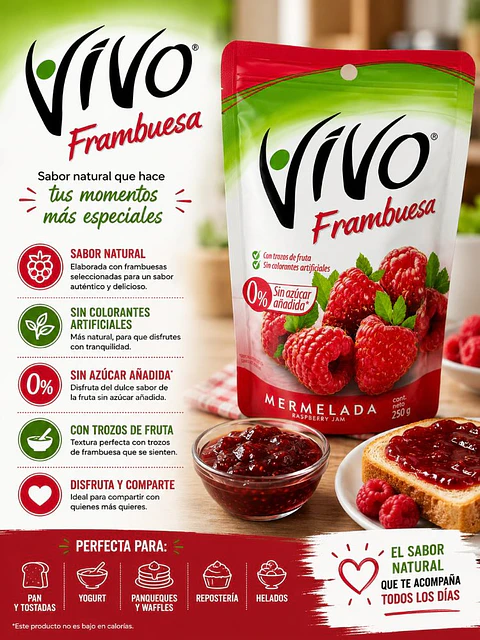 Mermelada Frambuesa Vivo 175g