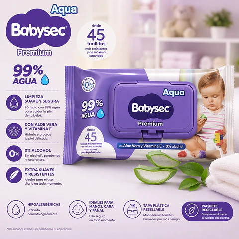 Toallitas Húmedas Babysec Premium 45u