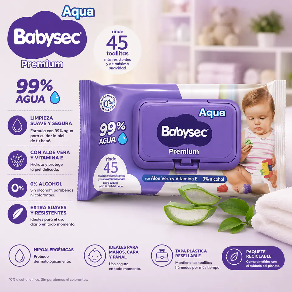 Toallitas Húmedas Babysec Premium 45u 1