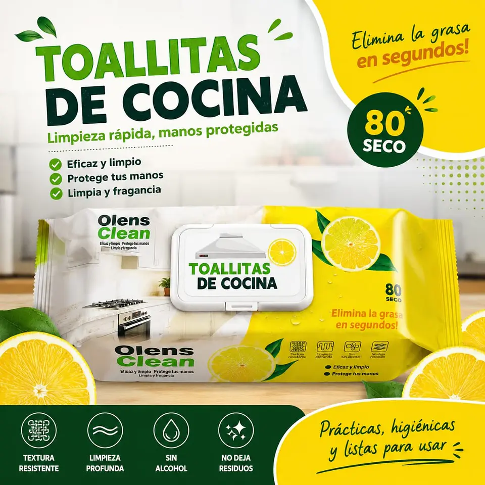 Toallitas de Cocina Olens Clean 80 un 1